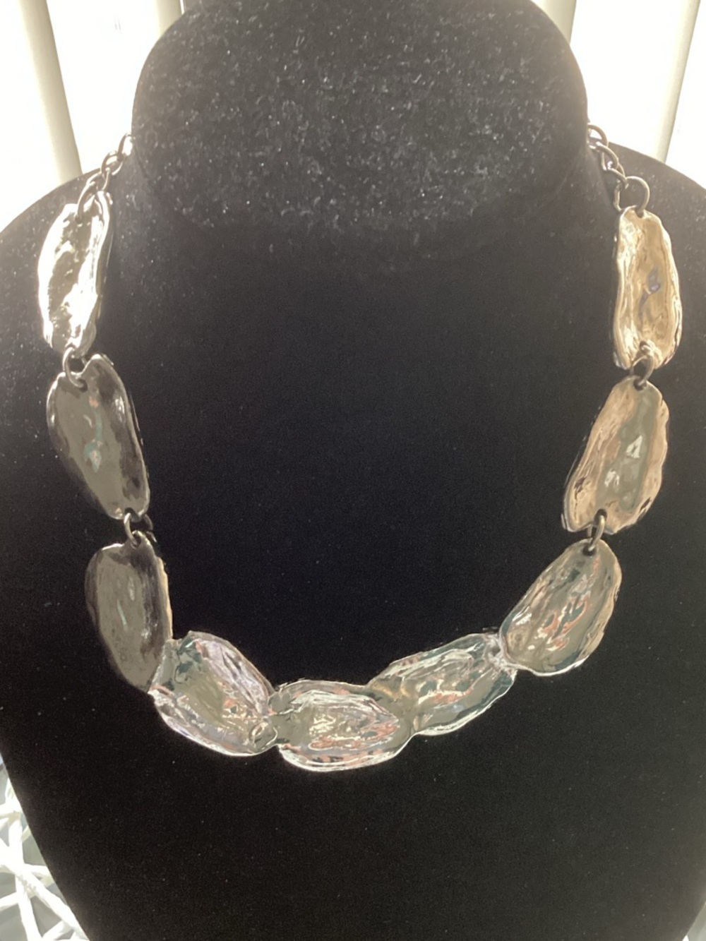 Silver Organic-Link Statement Necklace